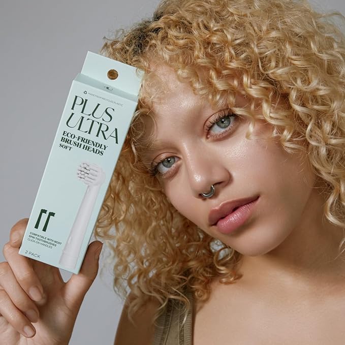 Plus Ultra Eco-Friendly Oral-B Compatible Electric Toothbrush Replacement Heads | 4 Heads Per Pack | Made with Recycled Plastic | Soft Toothbrush for Sensitive Teeth