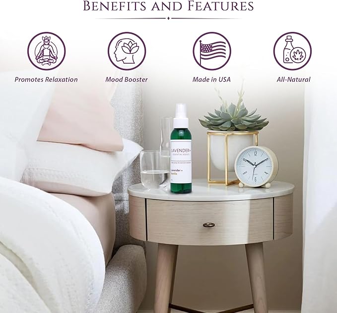 Lavender Sleep Spray for Pillows, Linens & Pajamas – Natural Calming Lavender & Vanilla Aromatherapy Mist with Amethyst & Reiki Energy. Deep Sleep + Bedtime Relaxation for Adults & Kids. 4 Ounce (2)