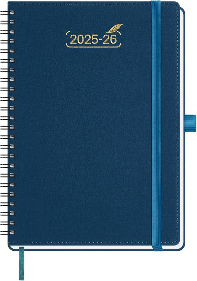 BEZEND 2026 Planner Weekly and Monthly (6" x 8.5"), 2-Column Calendar Book (Jul 25-Dec 26), Dual Schedule for Daily Appointment, Easy Track Tabs, Spiral Bound, PU Leather Softcover, Prussian Blue