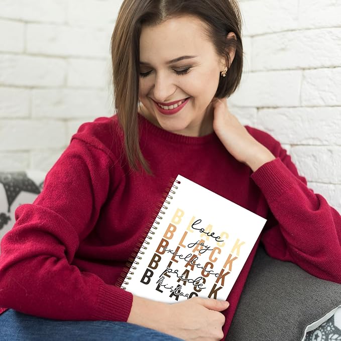 Black History Month Spiral Notebooks, Juneteenth Gifts Journal, African American Gifts Journals for Writing, Black Love Joy Excellence Pride History Notebook, 5.5x8.3 Inch