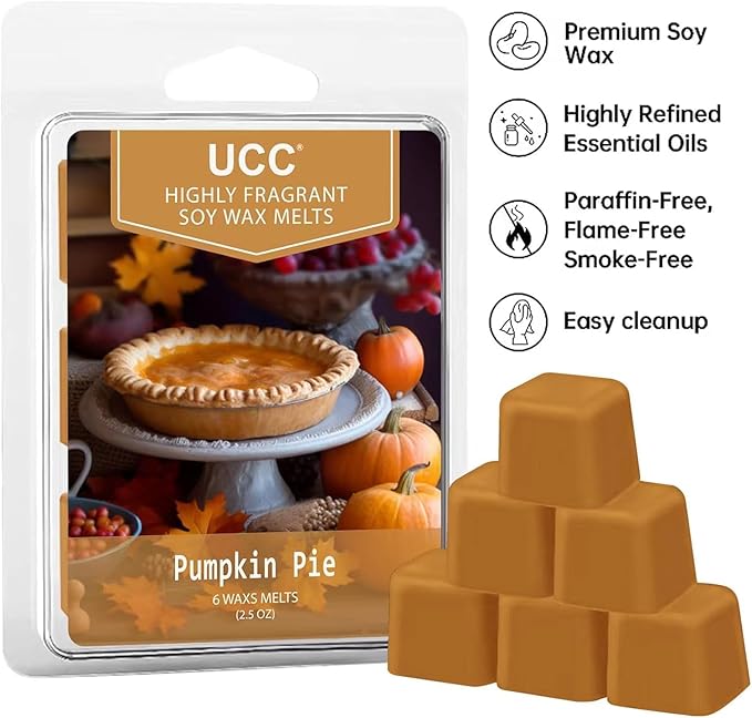 UCC Premium Wax Melts, Fall Variety Fragrance Melts, Scented Soy Wax Melts Cubes, Natural Plant Based Highly Scented Wax Melts Tarts, 4 Pack