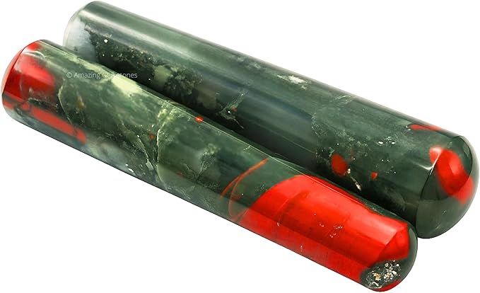 Amazing Gemstone African Bloodstone Crystal Wand Massage Stick - Pelvic Wand Gua Sha for Adults - Crystals and Healing Stones Massage Wands for Adults Gifts (Smooth)