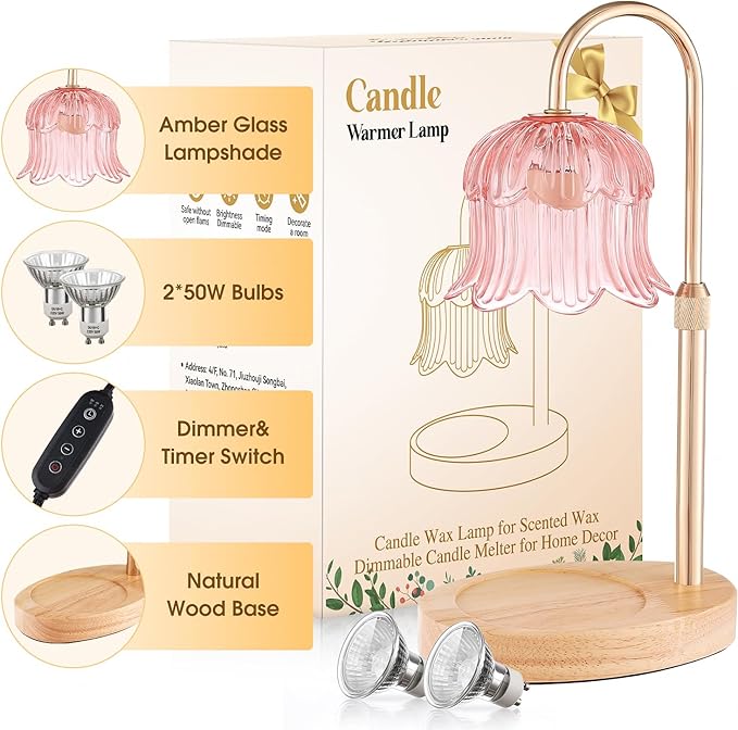 Candle Warmer Lamp Adjustable Timer Electric－Pink Flower Wax lamp