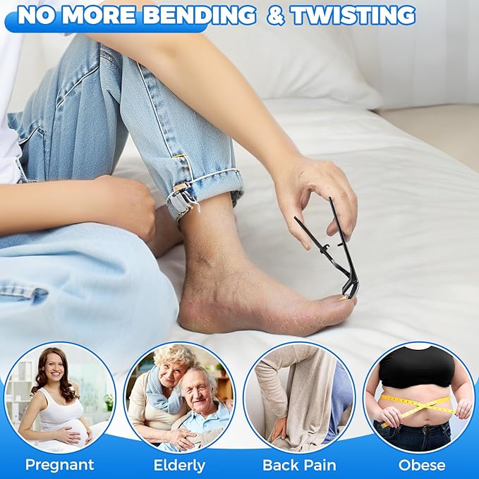 2025 Toenail Clippers for Thick Toenails for Seniors, Large Angled Toe Nail Clippers for Thick Nails for Men, Heavy Duty Professional Ingrown Toenail Clippers Long Handle Nail Clippers with Catcher