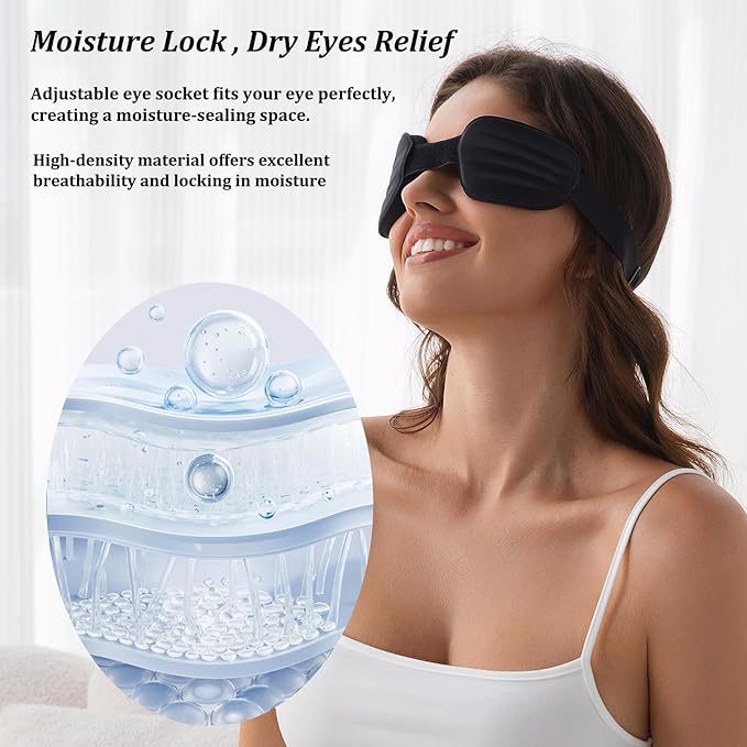 3D Sleep Mask for Women Men,Sleep Mask for Nasal Pillow Cpap Users Adjustable 100% Light Blocking,Eye Mask for Dry Eyes,Blind Fold for Side Sleeper Travel