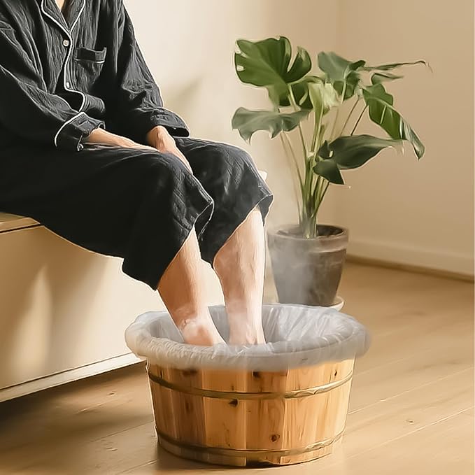 25Pcs Transparent Pedicure Liners, Disposable Unbreakable Cleansing Foot Pads Bath Pedi Liners, One Size Fits Most Foot Spa for Bath Pedicure Supplies Spa Kit with Elastic Band for Hotel Home Use