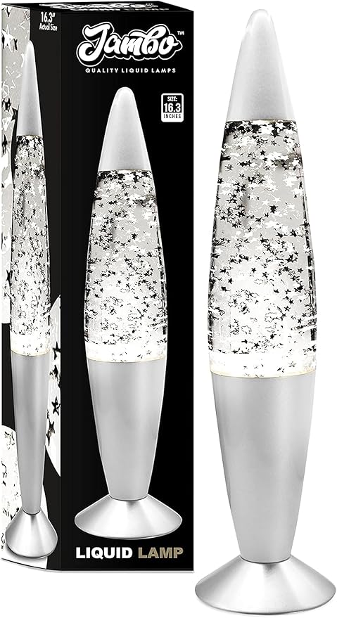 Jambo 16-Inch Silver Star Glitter Lamp I Beautiful Liquid Lamp I Entertaining for Adults and Kids I Perfect Holiday Gift
