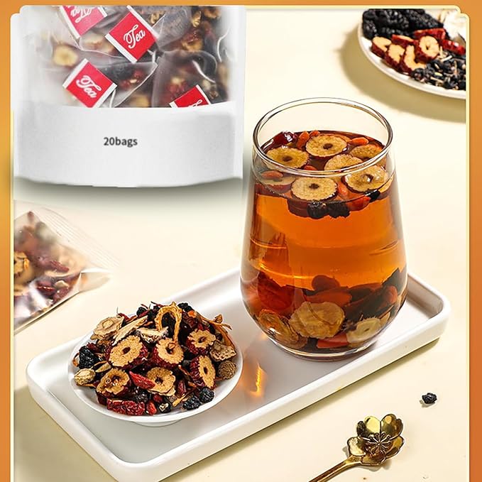 Ginseng Seven Treasure Herbal Tea, Organic Kidney Detox & Cleanse Blend for Women & Men, 7 Natural Ingredients Herbal Formula, 20 Bags, 1 Pack