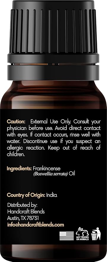 Handcraft Blends Frankincense Essential Oil – 0.33 Fl Oz – 100% Pure and Natural – Premium Grade Essential Oil for Diffuser and Aromatherapy, Skin, Massage, Candle and Soap Making Fragrance