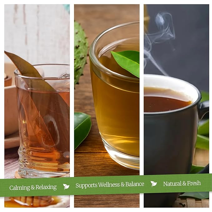 50 PACK Soursop Leaves Tea Bags – Individual Wrapped Tea Bags – All Natural Herbal Tea | Caffeine Free | No Preservatives, No Sugar - Rich In Antioxidants