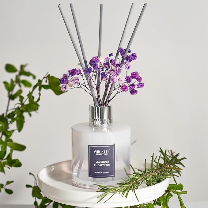 Airkeep Reed Diffuser Set/Lavender Eucalyptus/6.76 fl oz(200ml)/1 Pack/Home & Office Decor Aromatherapy Diffuser Oil Gift Set