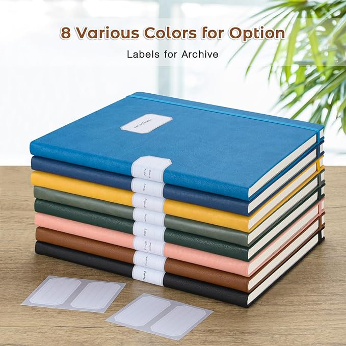 Lined Journal Notebook, 8.5" x 11" Hardcover Leather Notebook for Work, Wide Ruled Notebook Journal for Women Men, 192 Thick Paper, Lay Flat, 2 Pockets, A4 Large Journals for Writing, Brown Notebook