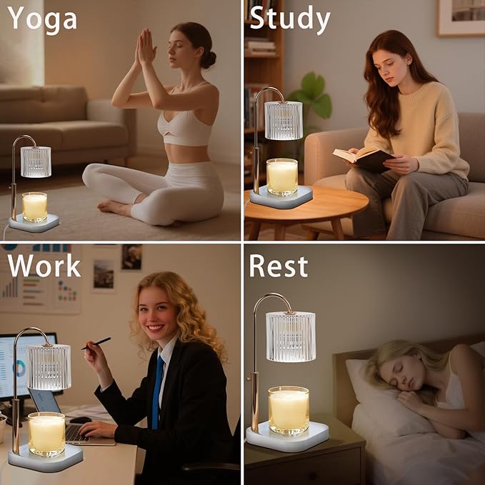 Candle Lamp Warmer with Timer,Electric Candle Light Warmer,Best Friend Birthday Gifts for Women,20 Gears Rotary Dimming with 2 Bulbs