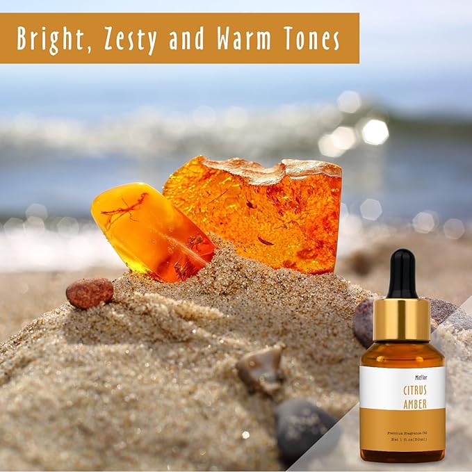Citrus Amber Fragrance Oil, MitFlor Hotel Collection Diffuser Oil, Large Size Premium Fragrance Oil for Soap & Candle Making, Essential Diffuser Oil for Home Fragrance, 30ml