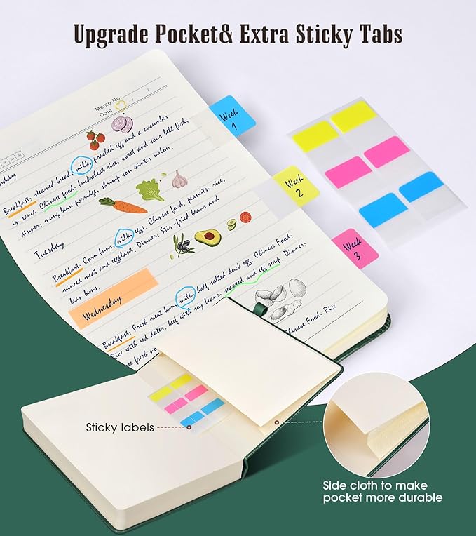 Lined Journal Notebook, 365 Pages A4 Large Journals for Writing Ruled Notebook, Hardcover Leather Journal for Women Men, Daily Journal Notebook for Work, Note Taking, 100Gsm Thick Paper ( 8.5" x 11" Green)