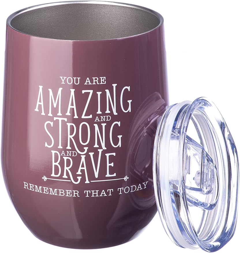 DIVERSEBEE Inspirational Thank You Gifts for Women, Mom, Sister, Wife, Girlfriend, Coworker, Best Friend, Encouragement Birthday Wine Gifts - Insulated Wine Tumbler Cup with Lid 12oz(Mauve)