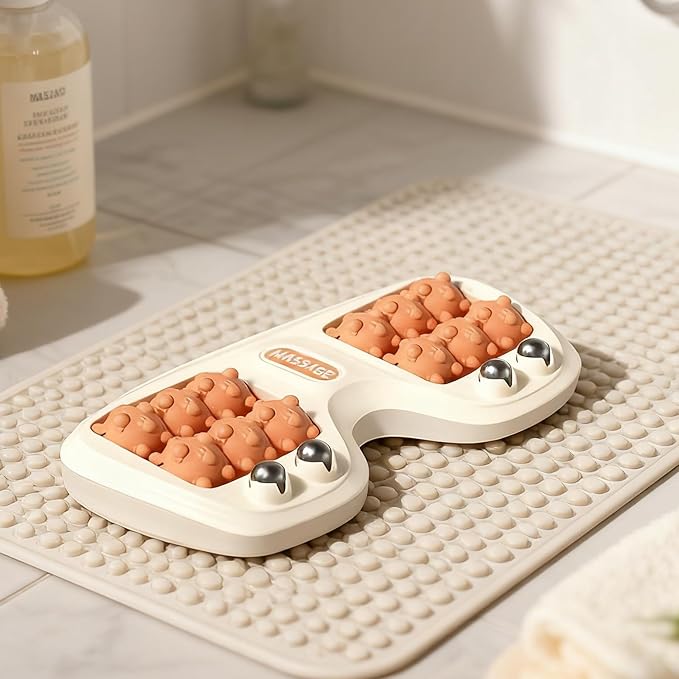 Foot Massager Roller for Plantar Fasciitis Relief, Dual Foot Acupressure Therapy for Pain Relief, Stress Relief and Improved Circulation, Portable Reflexology Tool for Home and Office Use (Orange)