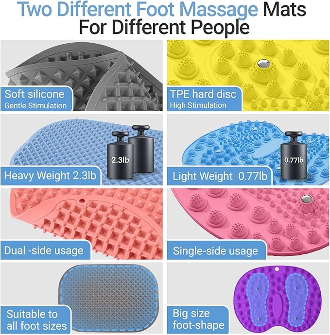 Foot Massage Mat, Big Foot Reflexology Mat with Magnetic Therapy, Foot-Shaped Acupressure Mat for Feet Relaxation, Under Desk Mat Pressure Point Mat for Pain, Fatigue and Stress Relief(Pink)
