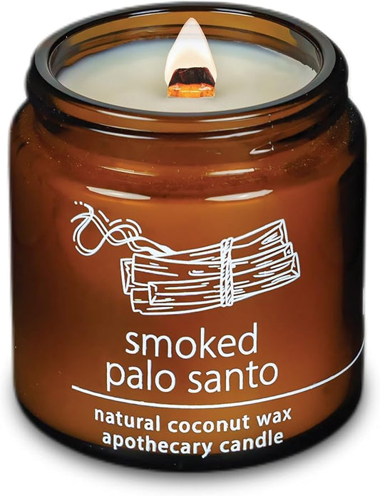 Hemlock Park Crackling Wood Wick Candle Handcrafted with Natural Coconut Wax (Small 4 oz, Smoked Palo Santo)