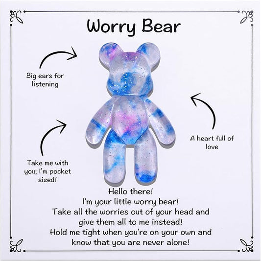 Pocket Bear Hug, Anxiety Relief Gifts for Men Women, Mental Health Positivity Gift for Anxious Friend, Stress Relief Gifts for Her, Comforting Gift for Son Daughter Back to School, Light Blue