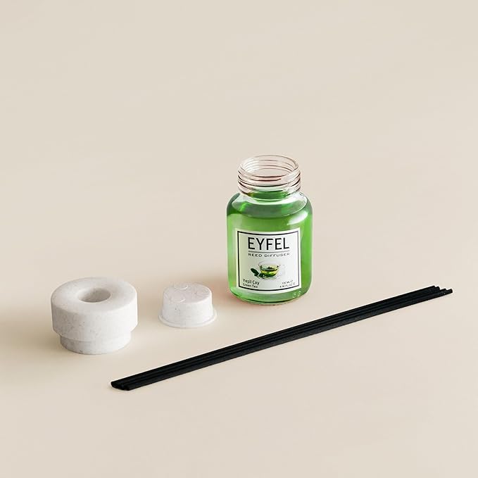 EYFEL Reed Diffusers for Home – Green Tea Reed Diffuser Set 4.05 fl oz Oil Diffuser Sticks, Bathroom Diffuser, Home Fragrances, Scented Sticks, Home Décor