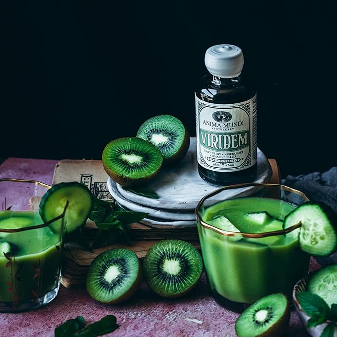 Anima Mundi Apothecary Viridem Greens Detox Elixir - GI & Liver Detox Liquid Supplement, Natural Herb Cleanse with Chlorophyll, Moringa + Organic Chlorella - Add to Juice & Alkalizing Teas (2oz)