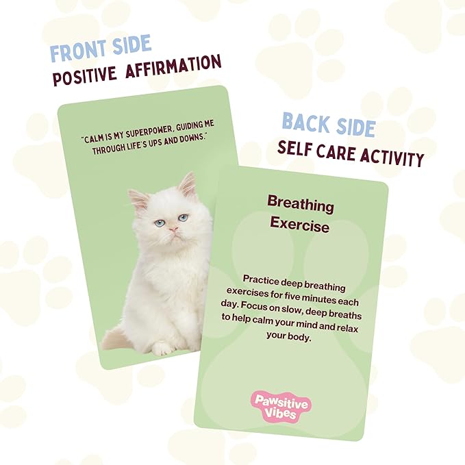 Pawsitive Vibes - Positive Affirmation Cards for Cat Lovers | Daily Inspirational Affirmations & Proven Self-Care Techniques for Stress & Anxiety Relief | Ideal Cat Mom & Cat Dad Gifts