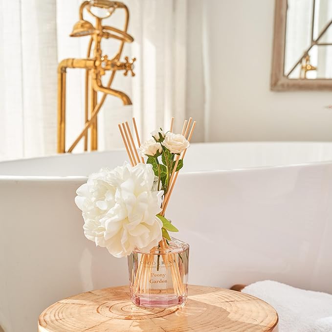 COCORRÍNA Reed Diffuser - Peony Garden 8.5oz Flower Reed Diffuser Set with 8 Sticks, Home Fragrance Reed Diffuser for Home Bedroom Office Bathroom Shelf Decor (Master Collection)