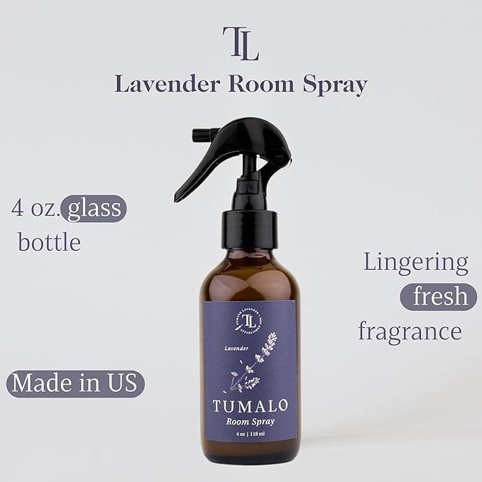 Room Spray - Sophisticated, All-Natural Home Fragrance, Pure Essential Oil Air Freshener & Odor Eliminator, Soothing and Refreshing Scent, Made in the USA - Lavender 4 oz Glass Bottle