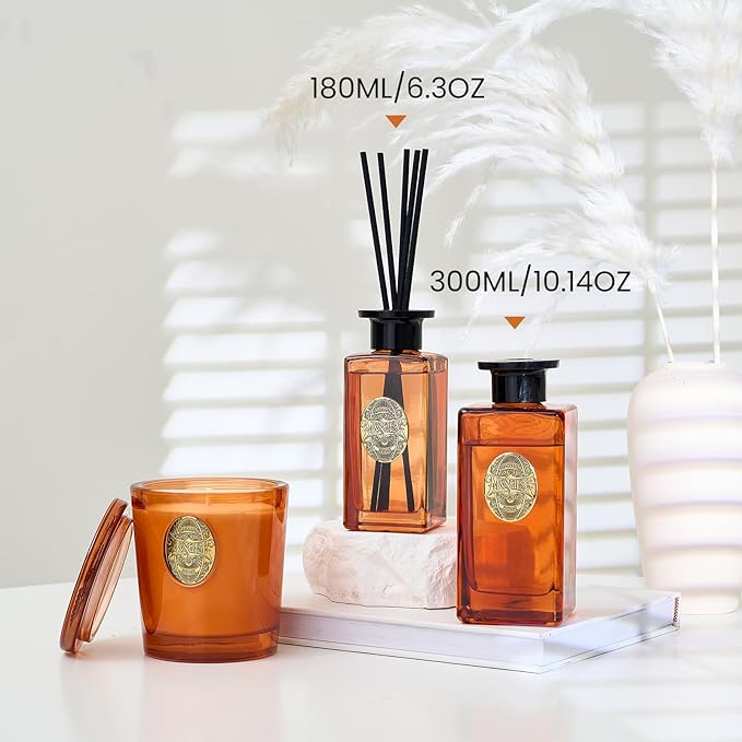 M&SENSE 6.3 oz Large Reed Diffuser Set | Orange Goji Scent Oil Diffuser with Sticks | Hotel Collection Non-Toxic Essential Oil |for Bedroom Bathroom Living Room