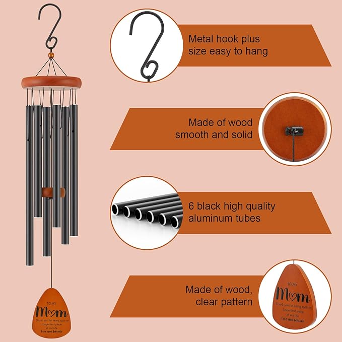 Gifts for Mom, Birthday Gifts for Mom from Daughter Son, Mother Gift for Birthday, Mothers Day, Thanksgiving, Christmas, 32 Inch Wind Chimes Gift for Home Decor