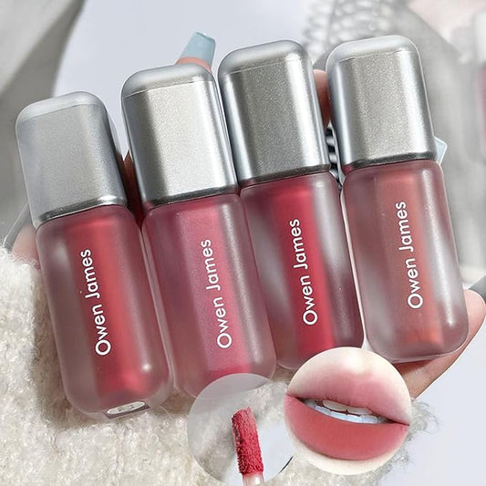 Dulele 4PCS Matte Velvet Lip Gloss Not Fade Liquid Lipstick Set, Waterproof Long-Lasting Non-Stick Cup Lip Glaze Lipgloss Cute Lip Makeup for Girls and Women