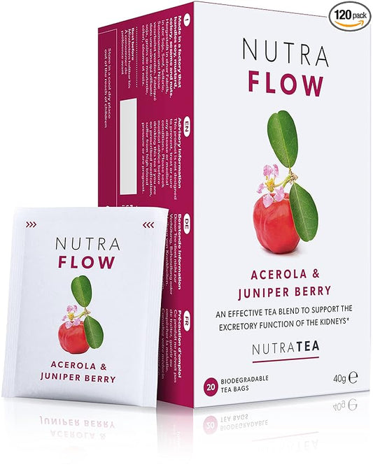 NUTRAFLOW Herbal Tea Blend – Includes Horsetail, Yarrow & Goldenseal - Support the Body's Natural Cleansing Process - 120 Enveloped Tea Bags - by Nutra Tea - (6 Pack)