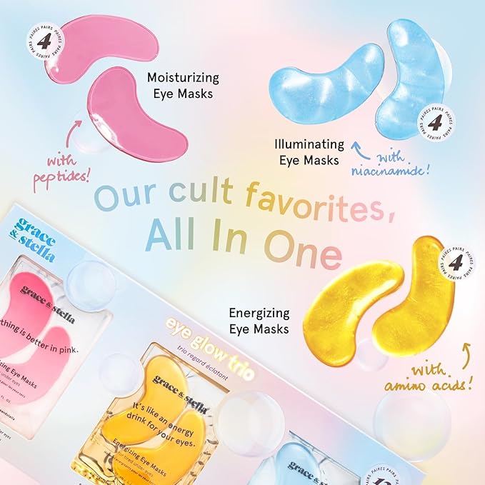 grace & stella Under Eye Patches (12 pairs) Eye Masks for Puffy Eyes and Dark Circles - Stocking Stuffers, Christmas Gifts for Women - Gifts for Birthdays, Bachelorette Party, Bridesmaids, Self Care