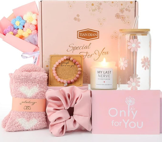 Gift Baskets for Women, Gifts for Women, Mom, Wife, Girlfriend, Sister, Her - Happy Birthday, Christmas, Valentine's Day, Mothers Day Gifts (Pink)