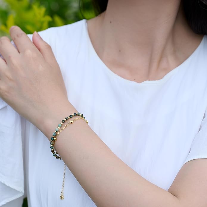 Farfume Crystal Bracelet Beaded Bracelets for Women 4mm Natural Stone Beads Gemstone Handmade Anxiety Jewelry Gifts