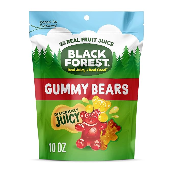 Black Forest Gummy, Bears, Fruit Flavor, Deliciously Juicy, Made with Real Fruit Juice, 10 oz