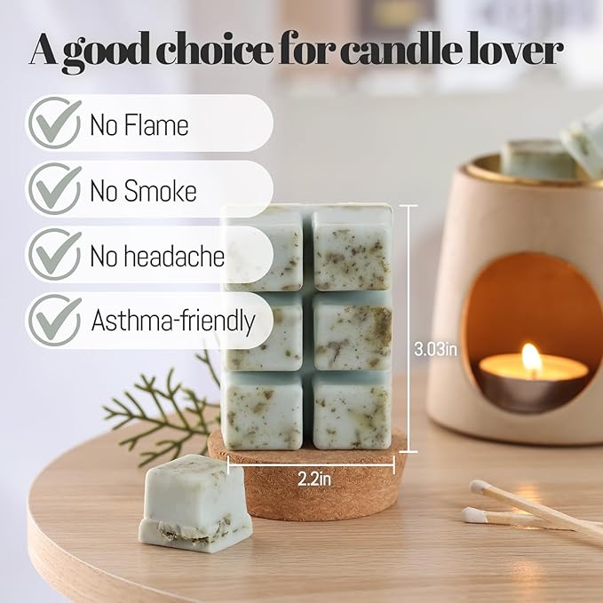 DEVI Scented Wax Melts, Natural Soy Wax Cubes Strong Scent -Peppermint & Sage - Long Lasting Scented Melts for Warmer, 4 Pack(24-Cubes)