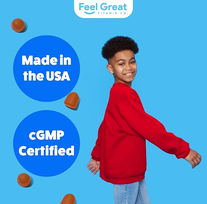 Feel Great Kids Multivitamin Gummies | Citrus & Strawberry Flavored Vitamins for Kids | Multivitamin Gummies with Vitamin D for Bone, Muscle & Immune Support | Chewable Vitamins | 45-Day Supply