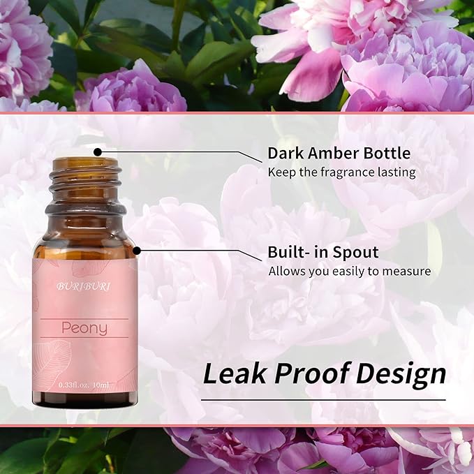 BURIBURI Peony Essential Oil Mother's Day Gifts Set for Women, 100% Pure, Undiluted, Natural Aromatherapy Peony Oils Essential 10ml for Diffuser, Soap Making Candle Making, Massage