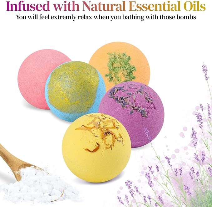 Bath Bombs Gift Set Large 12 PCS 2.8oz Organic Natural Essential Oils, Relax and Moisturize Skin, Luxury Spa Bomb Gifts for Girl, Mom, Kids, Wife, Birthday, Valentine's Day, Anniversary