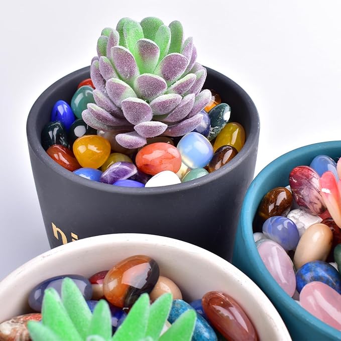 Cherry Blossom Agate Healing Crystal Stone Set - 24 Pieces, 0.6" Natural & Polished Stones for Healing, Meditation, Reiki, Chakra, Crafting & Decoration