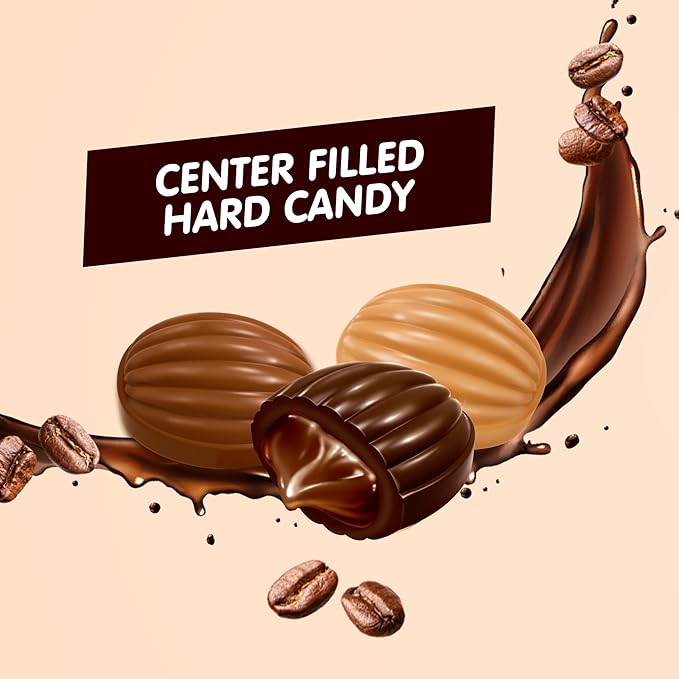 Candy Break Coffee Drops, Center Filled Hard Candy, Coffee Candy Individually Wrapped, Macchiato, Espresso, Cappuccino Flavored Candies, Caffeine Candies 2.2 Pound Bulk Bag, Variety Pack of 1