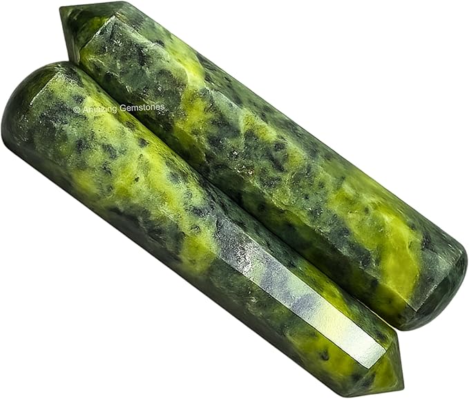 Amazing Gemstone Green Jade Crystal Wand Massage Stick - Pelvic Wand Gua Sha for Adults - Crystals and Healing Stones Massage Wands for Adults Gifts (Pointed)