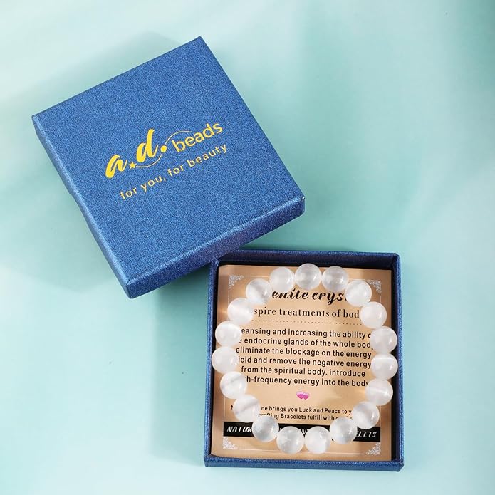 AD Beads 4mm6mm8mm10mm Handmade Bracelet - Natural Gemstone for Peace and Tranquility - Meditation, Yoga, Healing and Energy Gift for Unisex