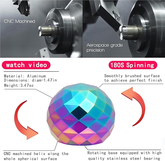 Desk Toys for Fidget Kinetic Cool-Gadgets: 180 Seconds Spinning Toy, Cool-Stuff Thing for Adult Teen Children Kid, Optical-Illusion Stress-Relief Gifts Ball for Man Women Home Office School Christmas