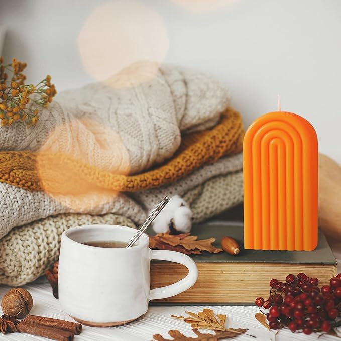 Arch Shaped Candles Geometric Scented Aesthetic Candle Geometric U Shaped Candles Minimalist Candle Aroma Wax Art Decorative Soy for Spa Yoga Birthday Gift Home Party Decor(Orange)