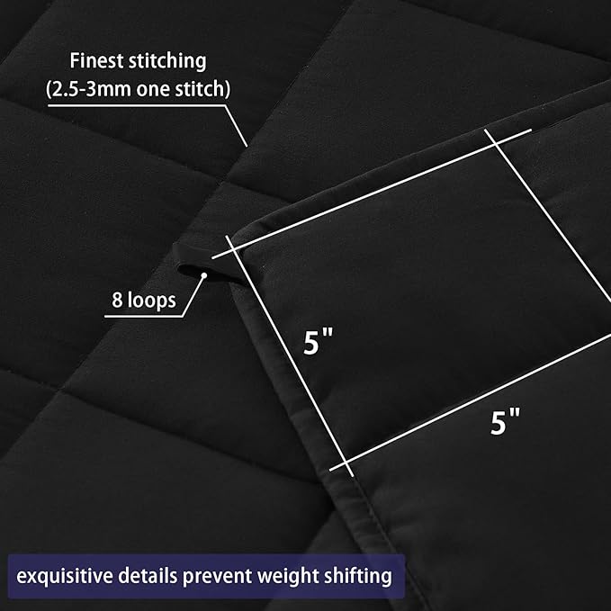 King Size Weighted Blanket for Adults (20 lbs, 80” x 87”, Black) Cooling Heavy Blanket for Sleeping Perfect for 190-210 lbs, Breathable Blanket for Adults & Couple All Season, Machine Washable
