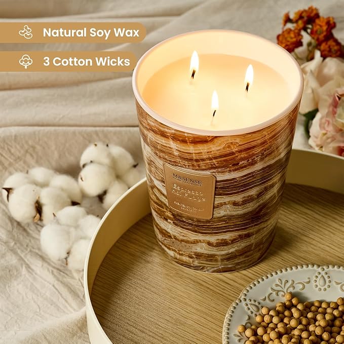 M&SENSE EspressHotFudge Scented Candles for Home, 3-Wick Highly Scented Jar Candles, Extra Large Candle 35 Oz 150 Hours Long Lasting Burning, Relaxing Aromatherapy Candle for Stress Relief, Meditation