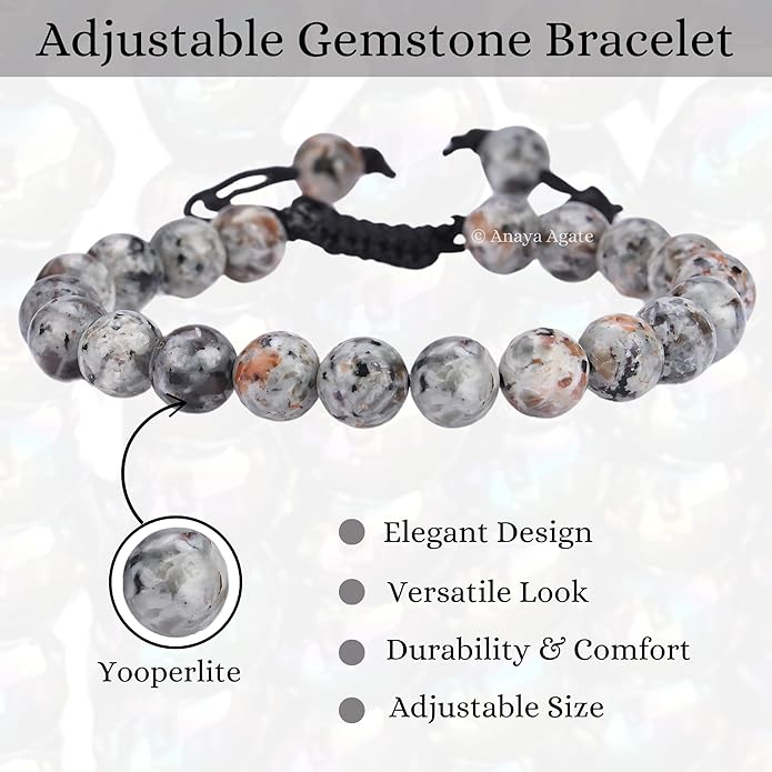 Energy Protection Crystal Handmade Adjustable Bead Bracelet Perfect for Men, Women’s Gift - Gemstone Healing Stretch Bracelet Pulsera Para Hombre Mujer Stocking Stuffer